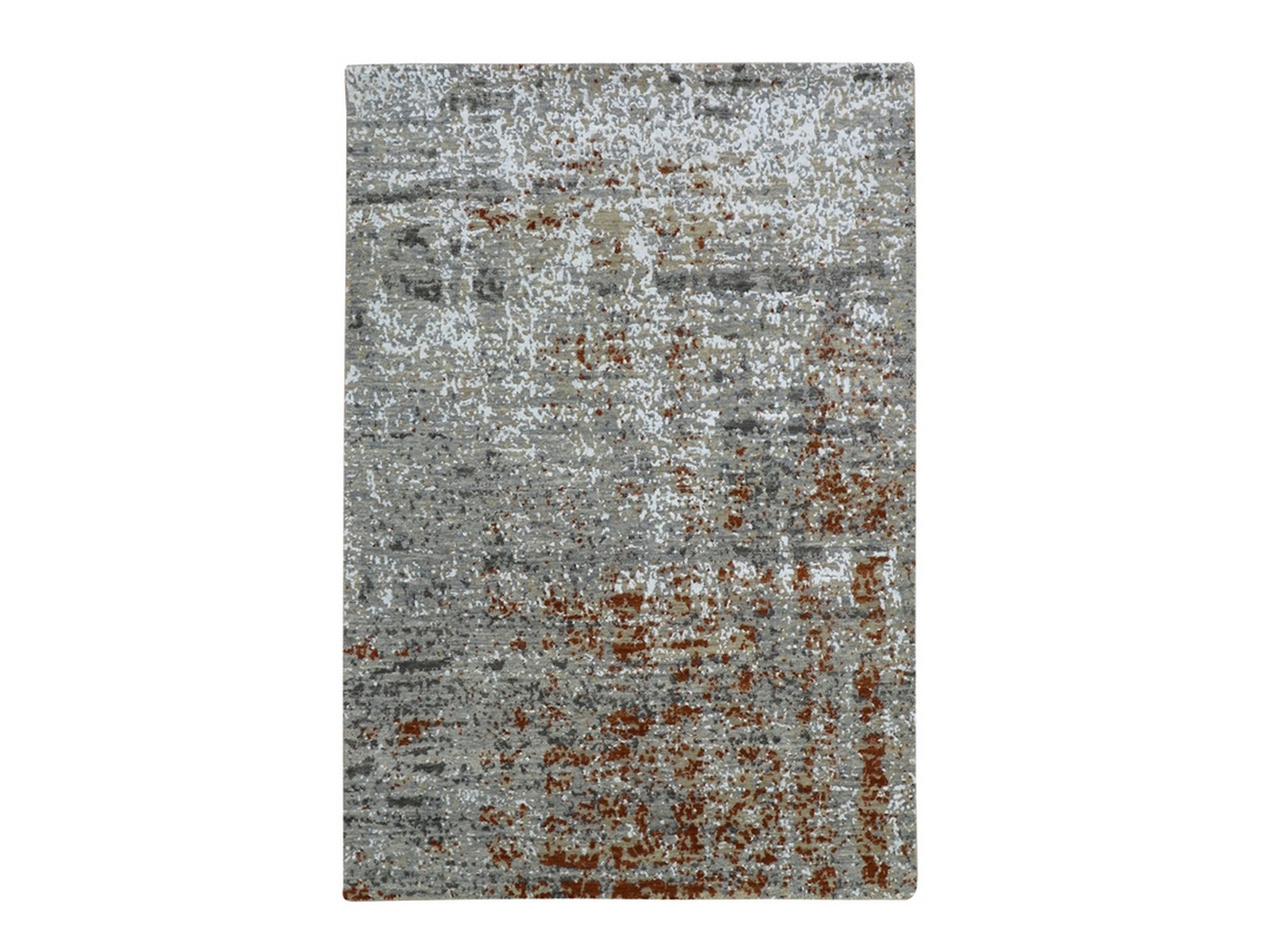 Modern / Contemporary hand-knotted wool rug in Gray, 4' x 6' — SKU O083184