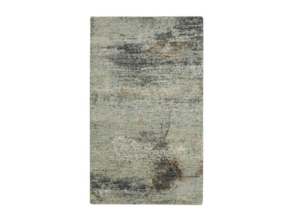 Green 3'0" x 5'0" Modern / Contemporary Hand knotted Wool Rug - Sku: O083186