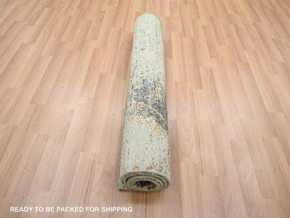 Green 3'0" x 5'0" Modern / Contemporary Hand knotted Wool Rug - Sku: O083186