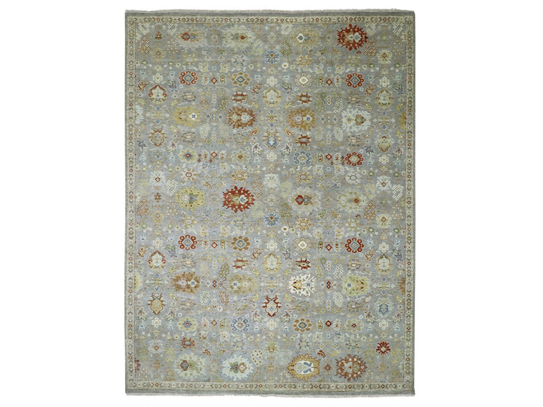 Ziegler Tribal & Geometric hand-knotted wool rug in Gray & Taupe, 9'2" x 12' — SKU O083198