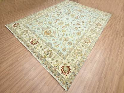 Blue 9'0" x 12'0" Tribal & Geometric Hand knotted Wool Rug - Sku: O083199