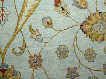 Blue 9'0" x 12'0" Tribal & Geometric Hand knotted Wool Rug - Sku: O083199