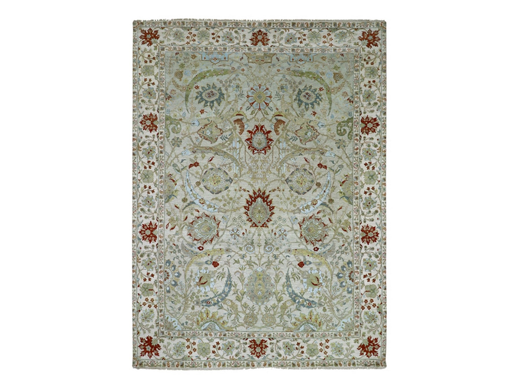 Transitional hand-knotted wool rug in Gray & Ivory, 9'1" x 12'3" — SKU O083200