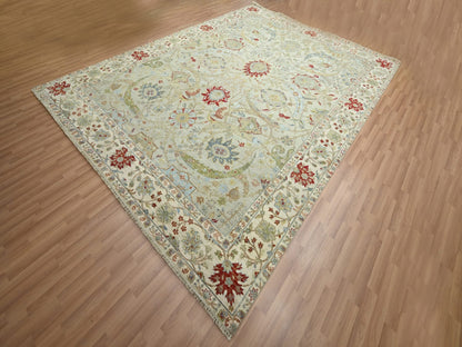 Grey 9'1" x 12'3" Transitional Hand knotted Wool Rug - Sku: O083200