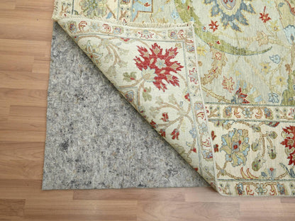 Grey 9'1" x 12'3" Transitional Hand knotted Wool Rug - Sku: O083200