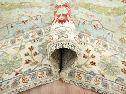 Grey 9'1" x 12'3" Transitional Hand knotted Wool Rug - Sku: O083200