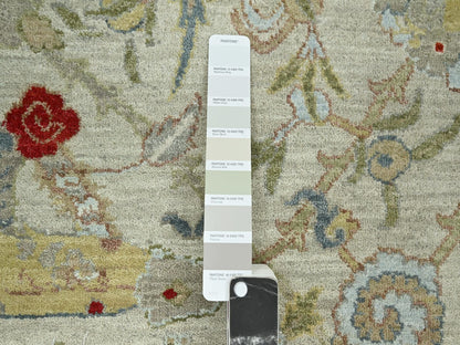 Grey 9'1" x 12'3" Transitional Hand knotted Wool Rug - Sku: O083200