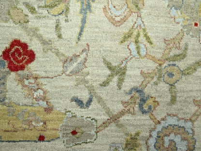 Grey 9'1" x 12'3" Transitional Hand knotted Wool Rug - Sku: O083200