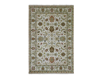 Ivory 6'1" x 9'3" Tribal Hand knotted Wool Rug - Sku: O083205