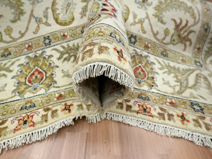 Ivory 6'1" x 9'3" Tribal Hand knotted Wool Rug - Sku: O083205