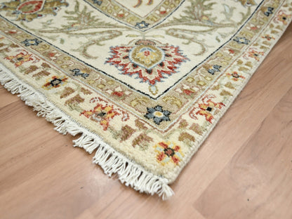 Ivory 6'1" x 9'3" Tribal Hand knotted Wool Rug - Sku: O083205