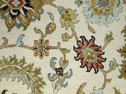 Ivory 6'1" x 9'3" Tribal Hand knotted Wool Rug - Sku: O083205