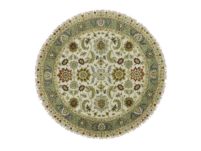 Ziegler Tribal & Geometric hand-knotted wool rug in Ivory & Gray, 4'1" x 4'2" — SKU O083211