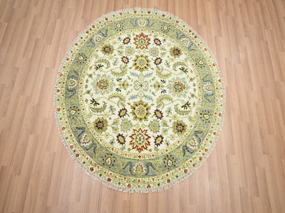 Ziegler Tribal & Geometric hand-knotted wool rug in Ivory & Gray, 4'1" x 4'2" — SKU O083211 (view 2)