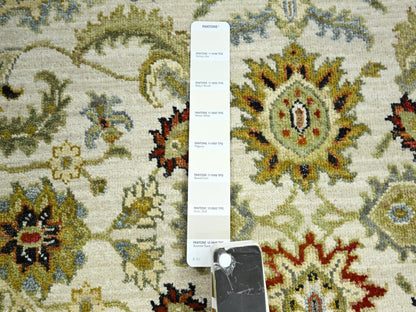 Ziegler Tribal & Geometric hand-knotted wool rug in Ivory & Gray, 4'1" x 4'2" — SKU O083211 (view 4)