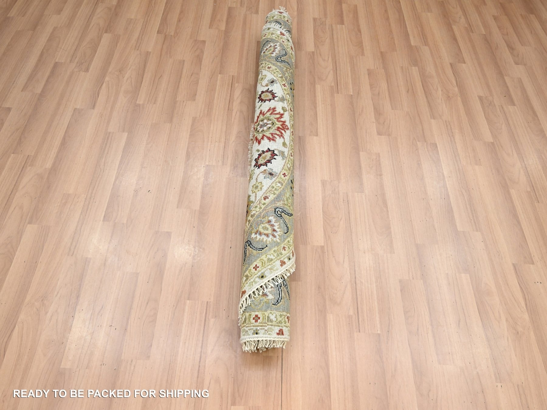 Ziegler Tribal & Geometric hand-knotted wool rug in Ivory & Gray, 4'1" x 4'2" — SKU O083211 (view 5)