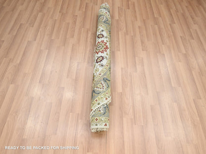 Ziegler Tribal & Geometric hand-knotted wool rug in Ivory & Gray, 4'1" x 4'2" — SKU O083211 (view 5)