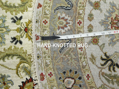 Ziegler Tribal & Geometric hand-knotted wool rug in Ivory & Gray, 4'1" x 4'2" — SKU O083211 (view 7)