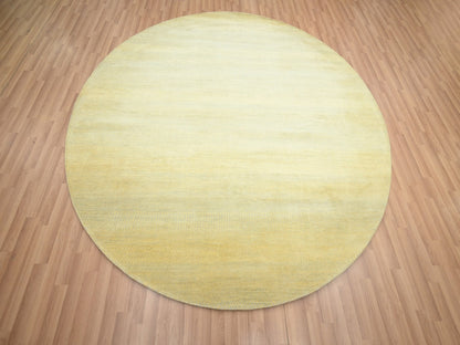 Modern / Contemporary hand-knotted wool/silk rug in Yellow, 7'10" x 7'10" — SKU O083212 (view 2)