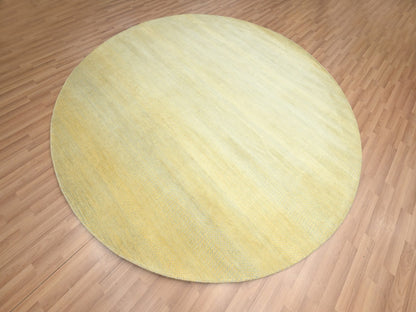 Modern / Contemporary hand-knotted wool/silk rug in Yellow, 7'10" x 7'10" — SKU O083212 (view 3)