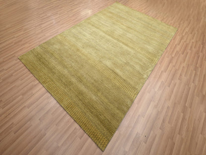 Brown 6'1" x 9'6" Modern / Contemporary Hand knotted Wool/Silk Rug - Sku: O083213