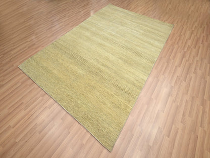 Brown 6'0" x 9'0" Modern / Contemporary Hand knotted Wool/Silk Rug - Sku: O083214