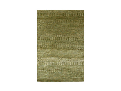 Green 4'0" x 6'1" Modern / Contemporary Hand knotted Wool/Silk Rug - Sku: O083217