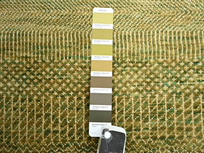 Brown 4'0" x 8'0" Modern / Contemporary Hand knotted Wool/Silk Rug - Sku: O083218