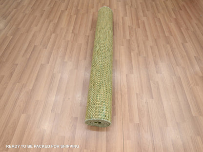 Brown 4'0" x 8'0" Modern / Contemporary Hand knotted Wool/Silk Rug - Sku: O083218