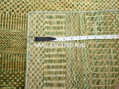 Brown 4'0" x 8'0" Modern / Contemporary Hand knotted Wool/Silk Rug - Sku: O083218