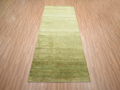Brown 3'10" x 8'0" Modern / Contemporary Hand knotted Wool/Silk Rug - Sku: O083219