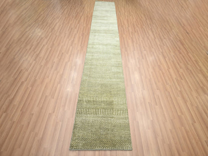 Modern / Contemporary hand-knotted wool/silk runner in Gray, 2'5" x 13'6" — SKU O083220 (view 2)
