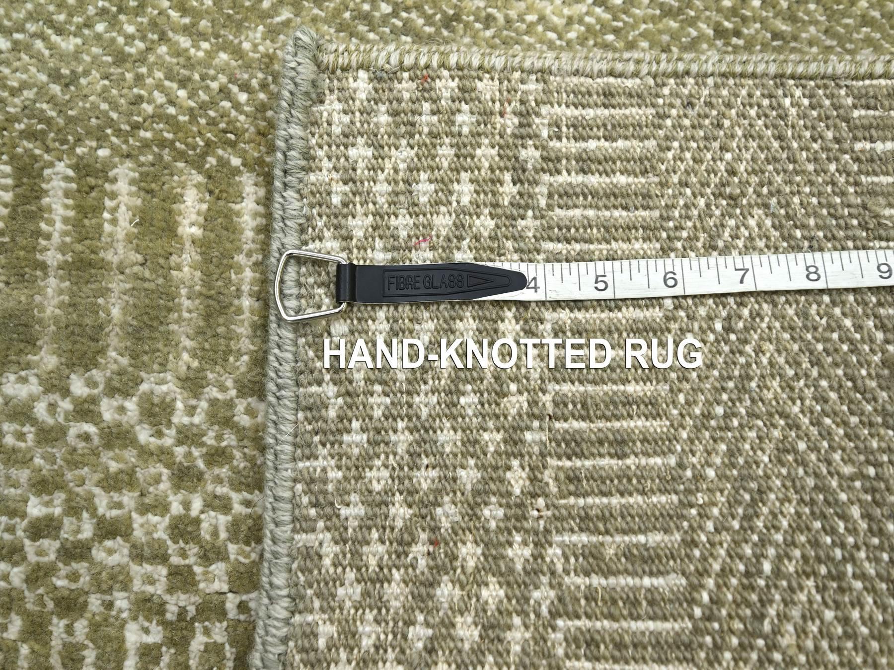 Modern / Contemporary hand-knotted wool/silk runner in Gray, 2'5" x 13'6" — SKU O083220 (view 7)