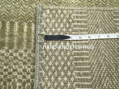 Modern / Contemporary hand-knotted wool/silk runner in Gray, 2'5" x 13'6" — SKU O083220 (view 7)