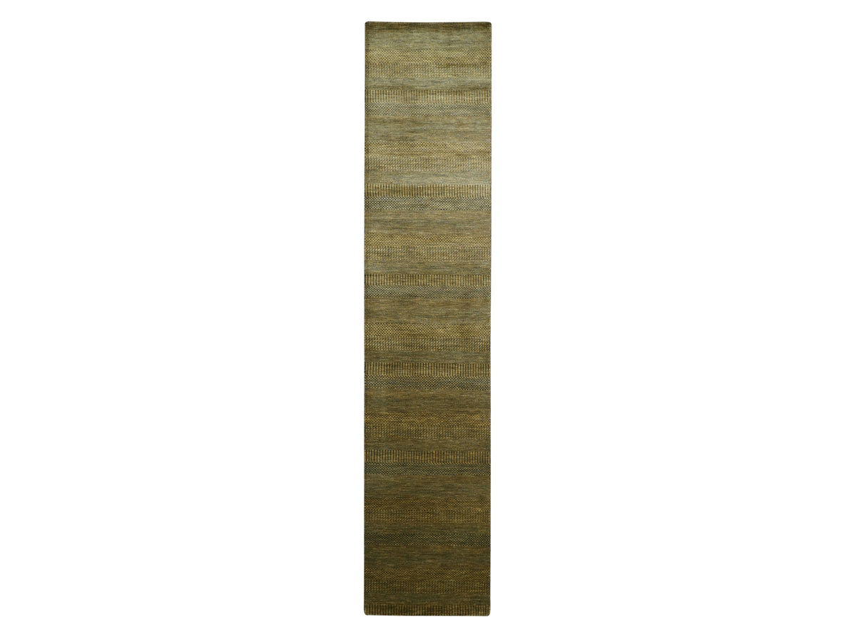 Modern / Contemporary hand-knotted wool/silk runner in Brown, 2'8" x 12'2" — SKU O083222