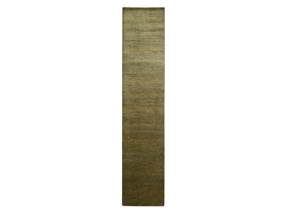 Brown 2'8" x 12'2" Modern / Contemporary Hand knotted Wool/Silk Rug - Sku: O083222