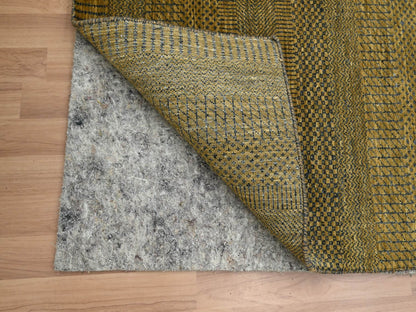 Brown 2'8" x 12'2" Modern / Contemporary Hand knotted Wool/Silk Rug - Sku: O083222