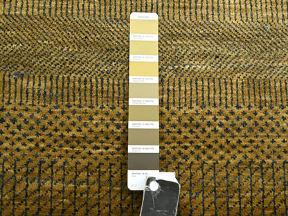 Brown 2'8" x 12'2" Modern / Contemporary Hand knotted Wool/Silk Rug - Sku: O083222