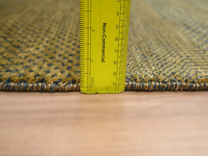Brown 2'8" x 12'2" Modern / Contemporary Hand knotted Wool/Silk Rug - Sku: O083222