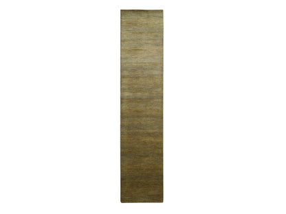 Brown 2'8" x 12'3" Modern / Contemporary Hand knotted Wool/Silk Rug - Sku: O083224