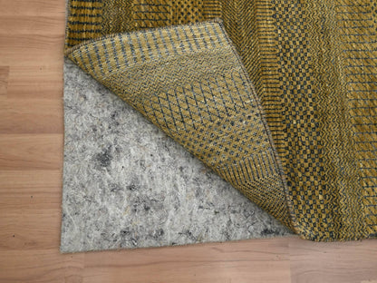 Brown 2'8" x 12'3" Modern / Contemporary Hand knotted Wool/Silk Rug - Sku: O083224