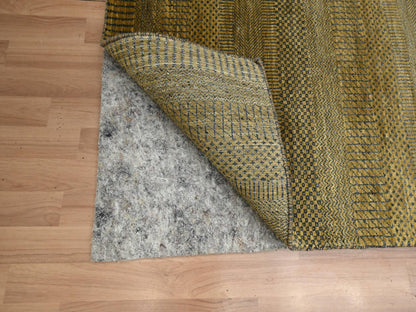 Brown 2'8" x 12'3" Modern / Contemporary Hand knotted Wool/Silk Rug - Sku: O083226
