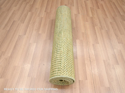 Brown 2'8" x 8'2" Modern / Contemporary Hand knotted Wool/Silk Rug - Sku: O083227