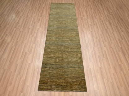 Brown 2'8" x 8'0" Modern / Contemporary Hand knotted Wool/Silk Rug - Sku: O083228