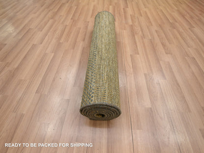 Brown 2'8" x 8'0" Modern / Contemporary Hand knotted Wool/Silk Rug - Sku: O083228