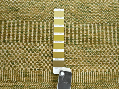 Brown 2'8" x 8'3" Modern / Contemporary Hand knotted Wool/Silk Rug - Sku: O083229