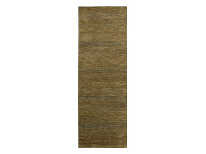 Brown 2'8" x 8'0" Modern / Contemporary Hand knotted Wool/Silk Rug - Sku: O083230