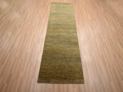 Modern / Contemporary hand-knotted wool/silk runner in Brown, 2'8" x 8' — SKU O083230 (view 2)