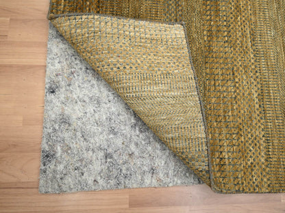 Brown 2'8" x 8'0" Modern / Contemporary Hand knotted Wool/Silk Rug - Sku: O083230