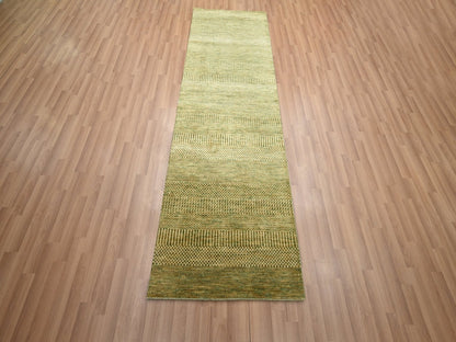 Brown 2'8" x 8'2" Modern / Contemporary Hand knotted Wool/Silk Rug - Sku: O083231